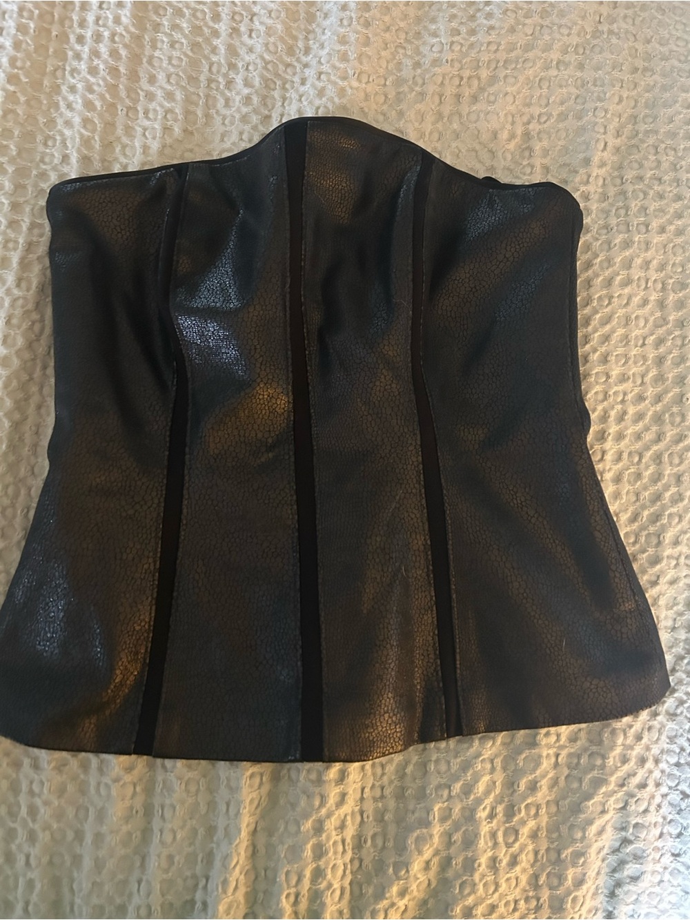 White House Black Market Black Strapless Corset Top